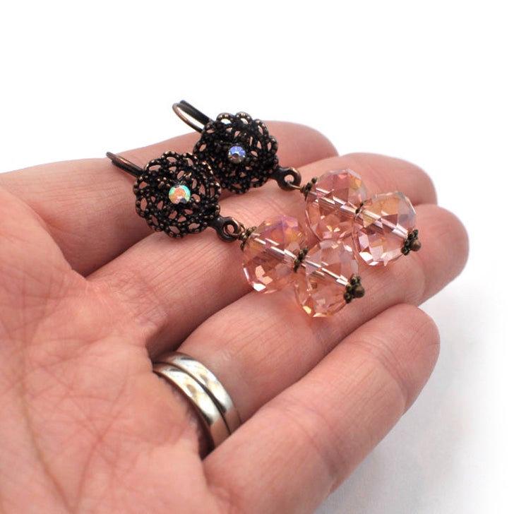 Pink Copper Dangle Earrings