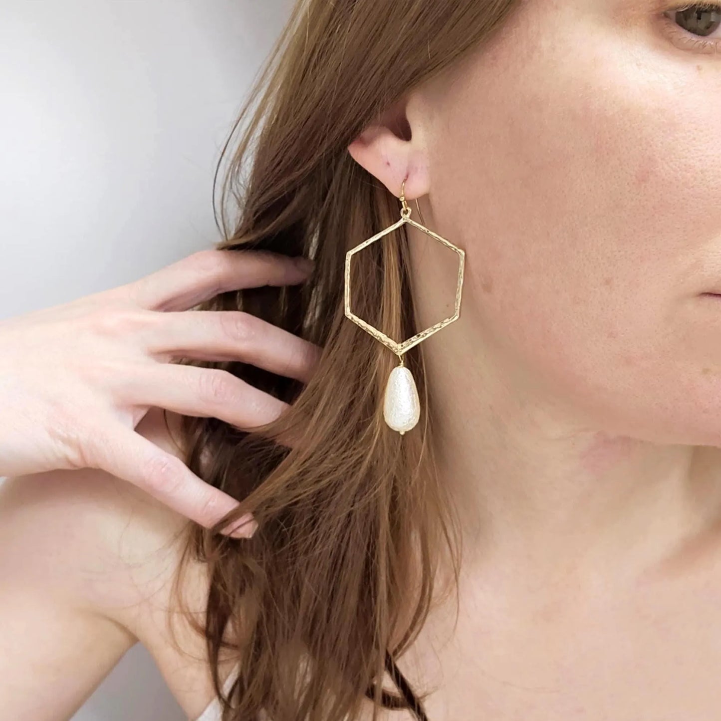 Large Gold Hammered Hoop Earrings