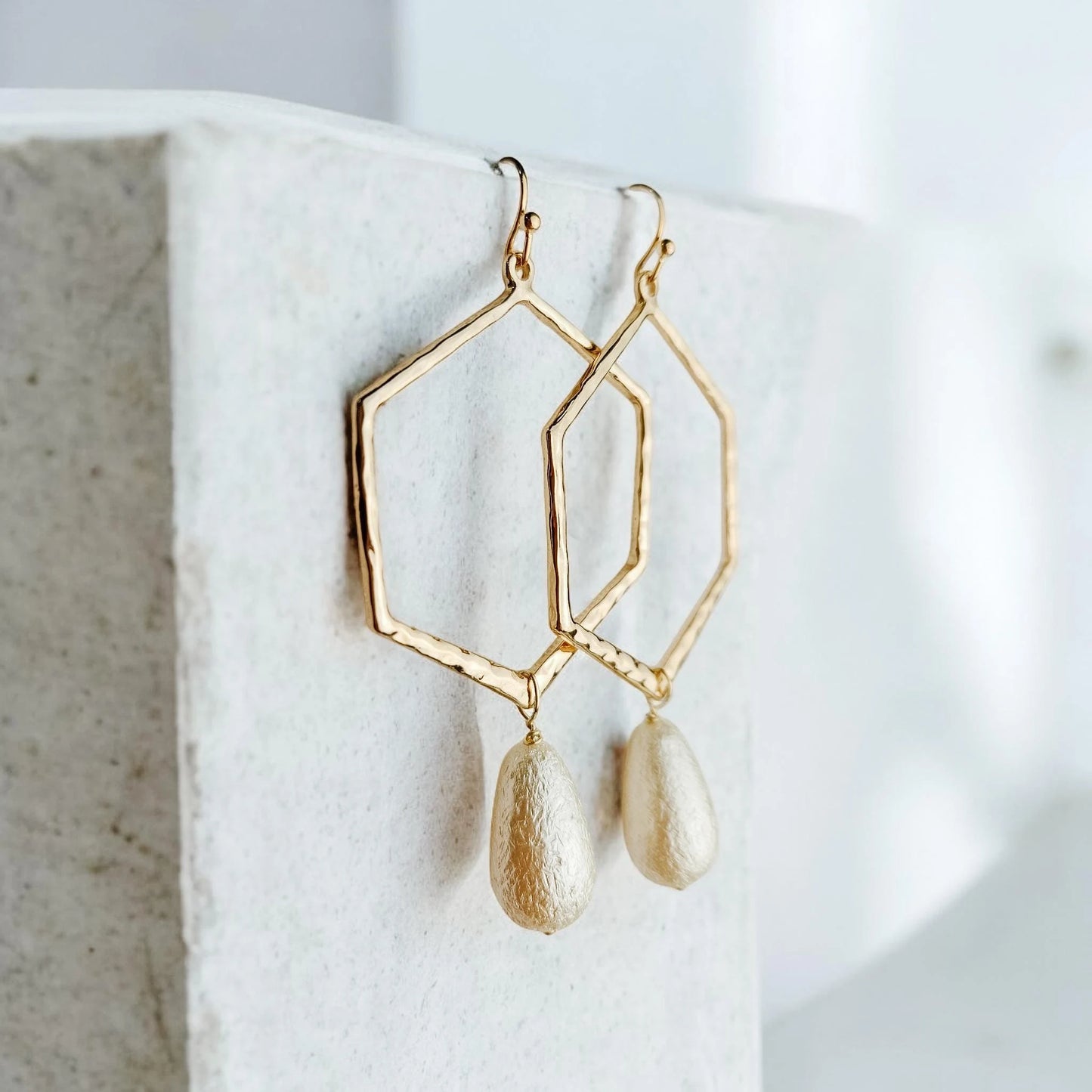 Large Gold Hammered Hoop Earrings