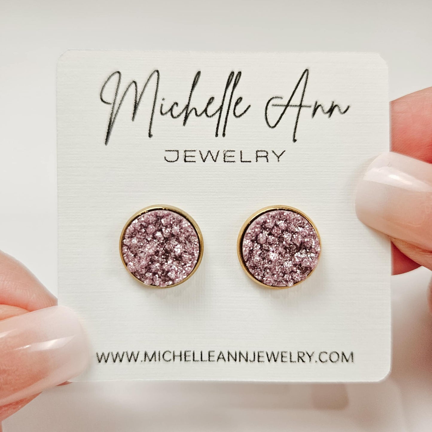 Purple Druzy Stud Earrings