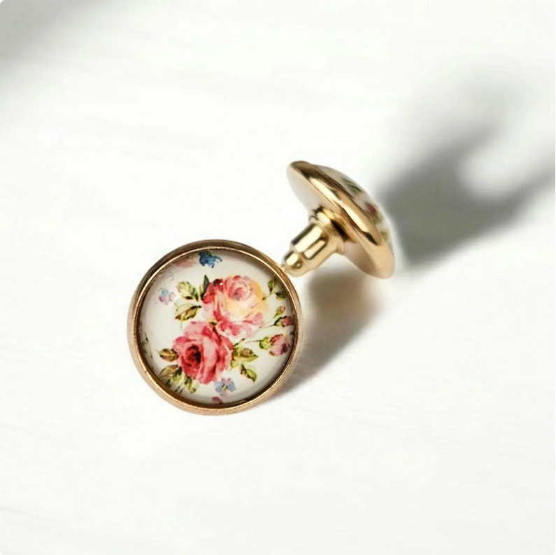 Floral Gold Stud Earrings