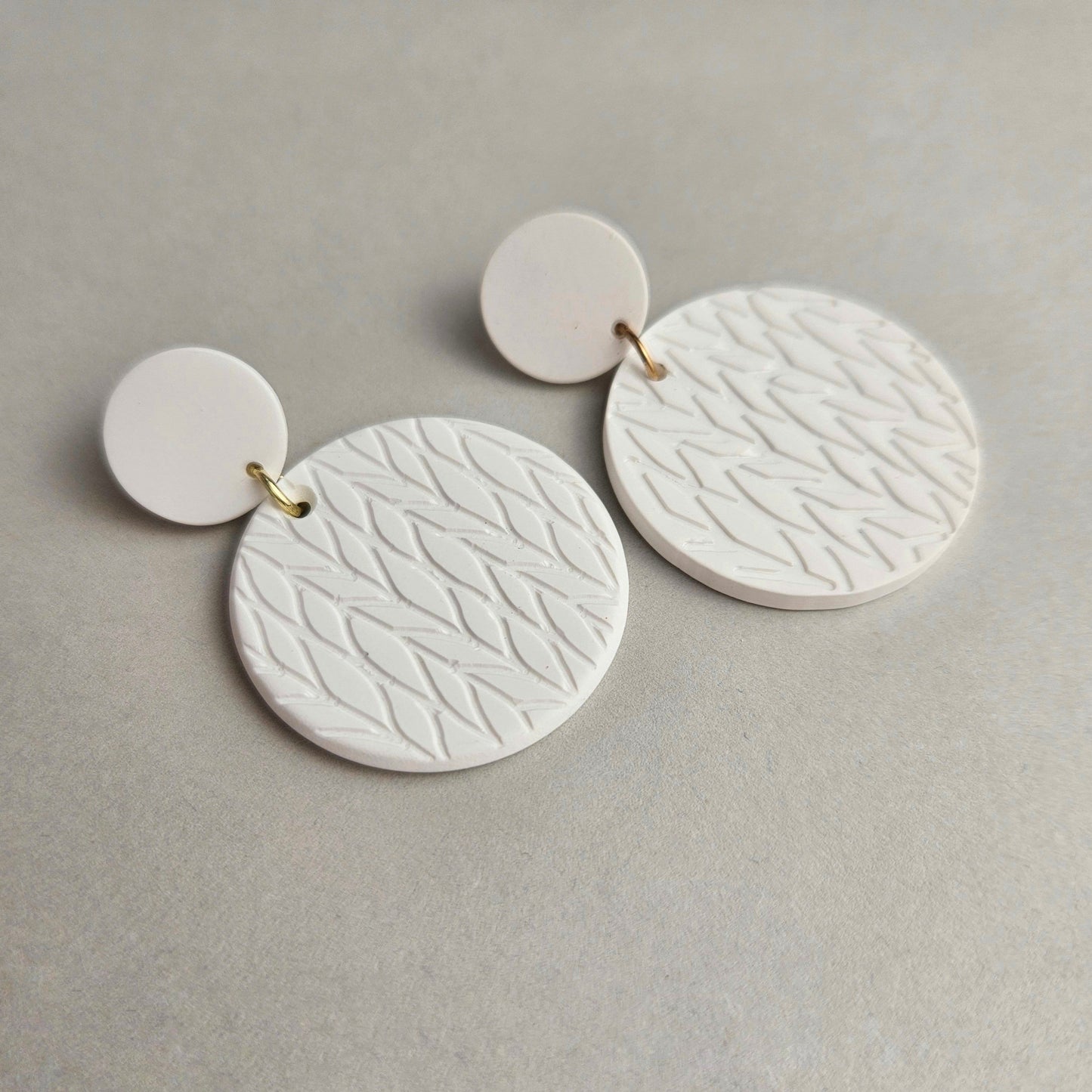White Polymer Clay Statement Earrings