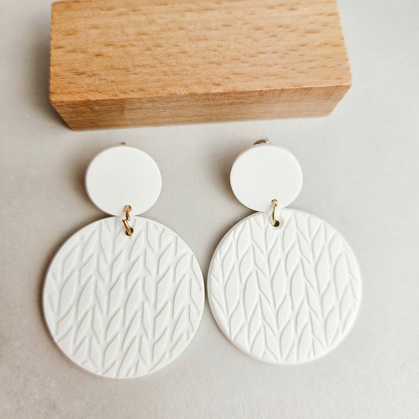 White Polymer Clay Statement Earrings