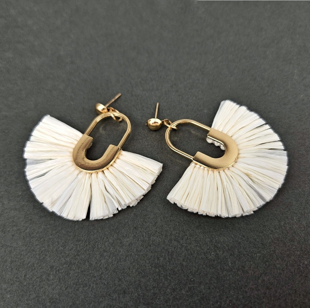 Ivory  & Gold Rattan Earrings