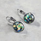 Green Glitter Resin Leverback Earrings