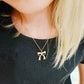 White Dainty Bow Gold Charm Necklace