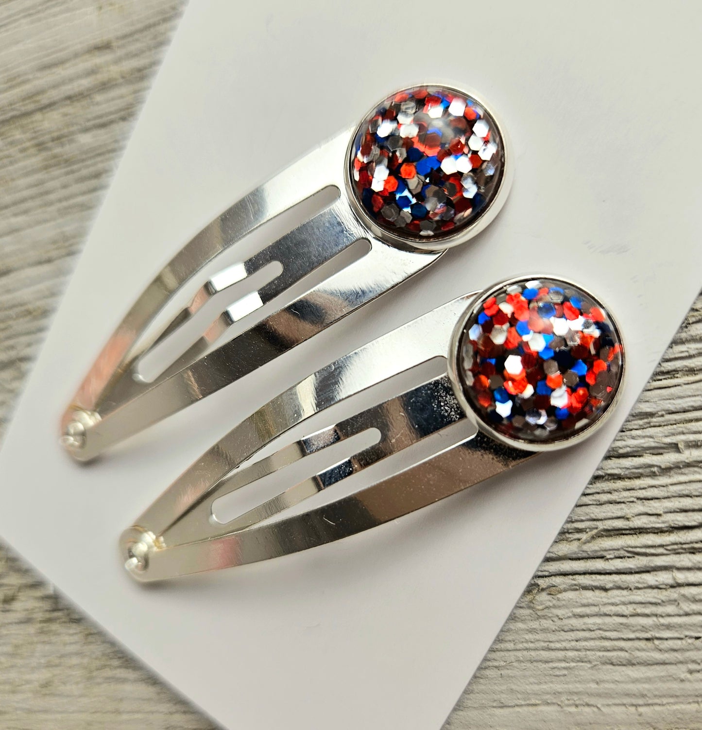 Fourth of July Glitter Hair Clips