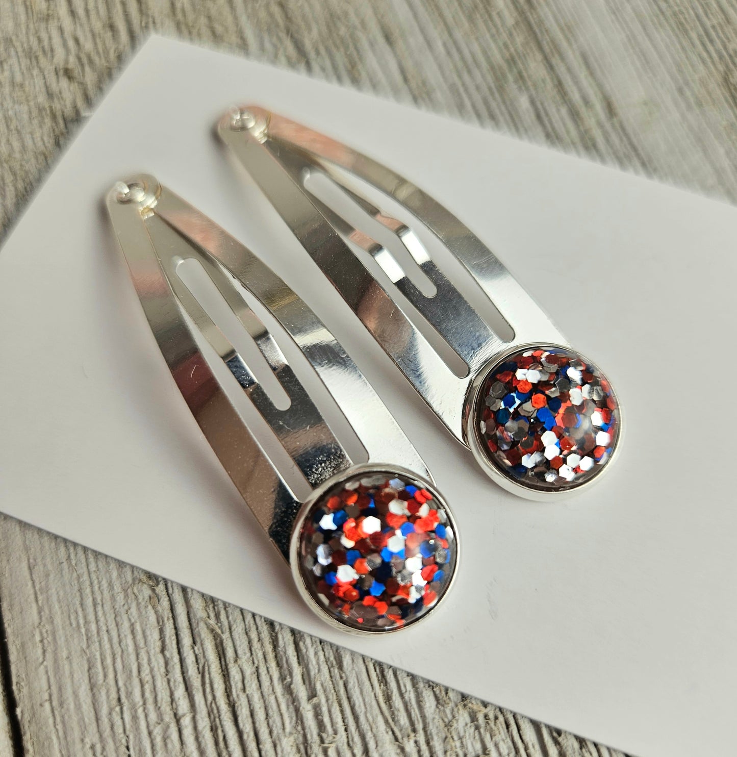 Fourth of July Glitter Hair Clips