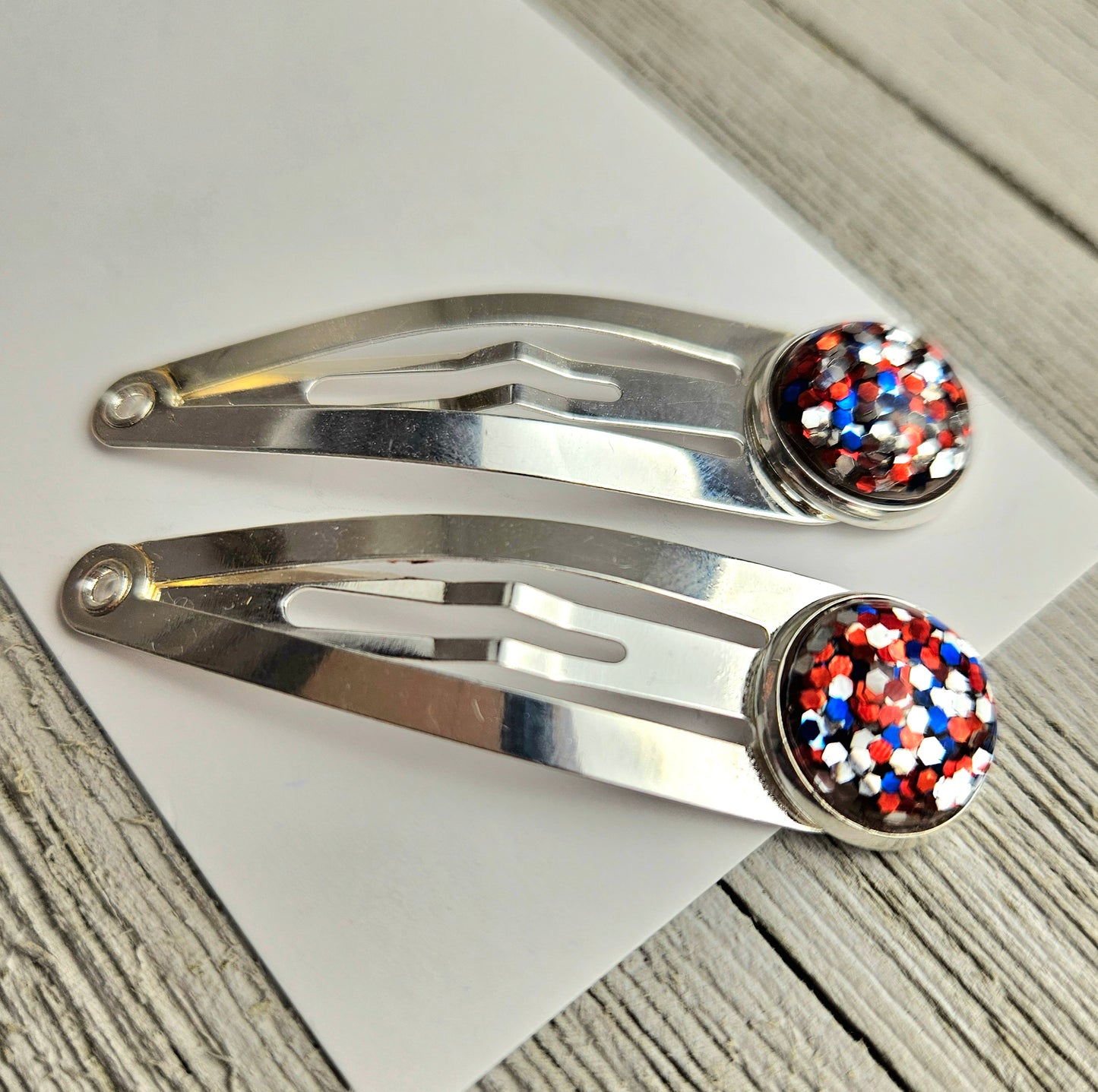 Fourth of July Glitter Hair Clips