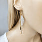 Gold Bar White Feather Dangle Earrings