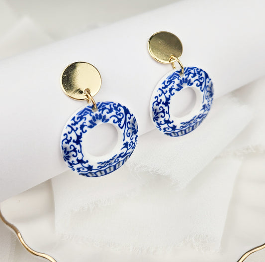 Blue & White Dangle Earrings