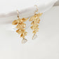 Long Gold Floral Orchid Earrings