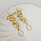 Long Gold Floral Orchid Earrings
