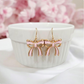 Gold & Pink Bow Charm Earrings