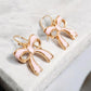 Dainty Pink and Gold Bow Earrings