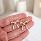 Dainty Pink and Gold Bow Earrings