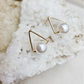 Gold Triangle Stud Earrings with Pearl