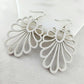 White Lightweight Carved Wood Earrings