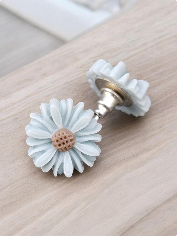 Blue Floral Daisy Resin Earrings