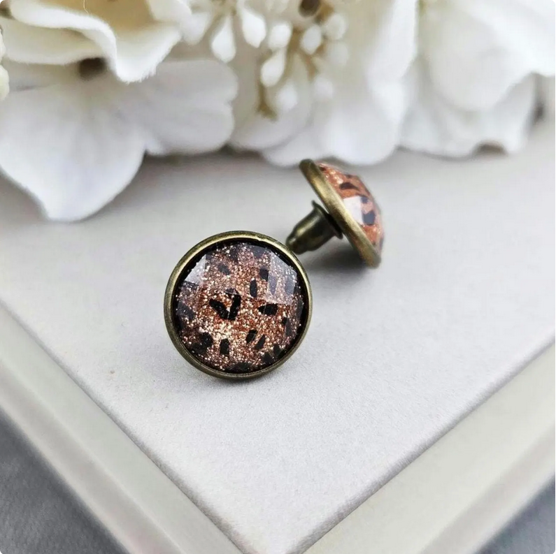 Bronze Leopard Print Stud Earrings