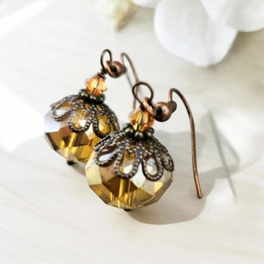 Amber Glass Drop Earrings