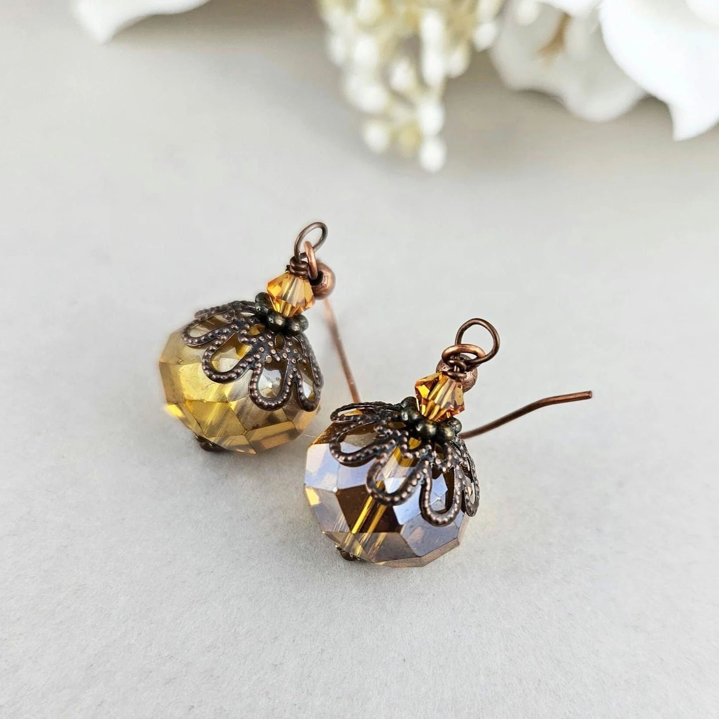 Amber Glass Drop Earrings