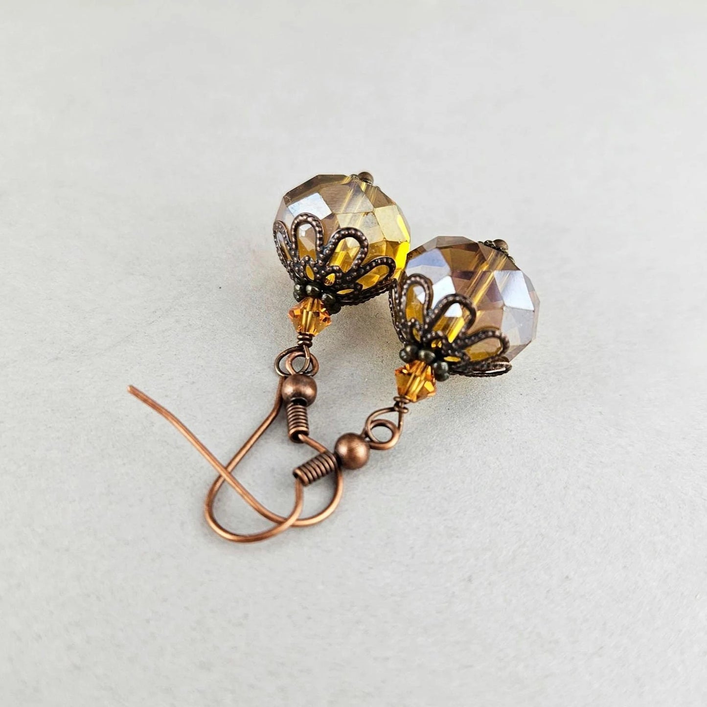 Amber Glass Drop Earrings
