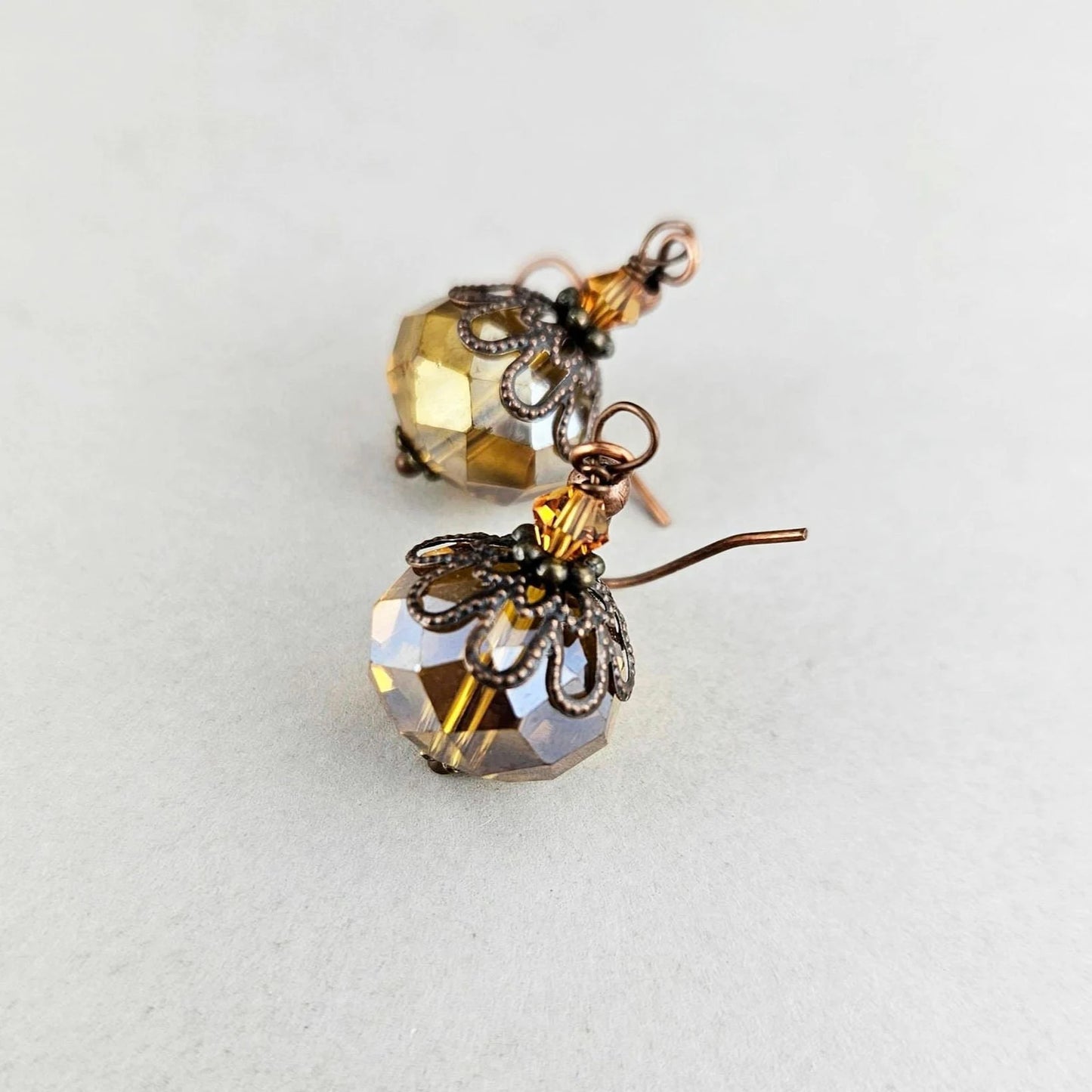 Amber Glass Drop Earrings