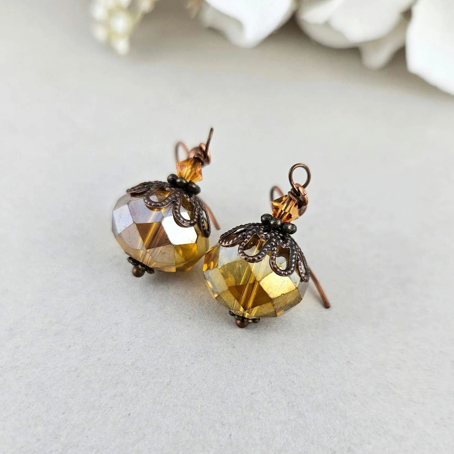 Amber Glass Drop Earrings