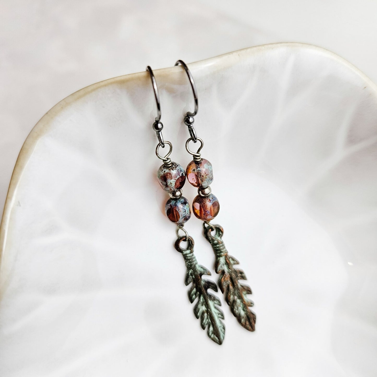 Long Feather Turquoise Blue Earrings