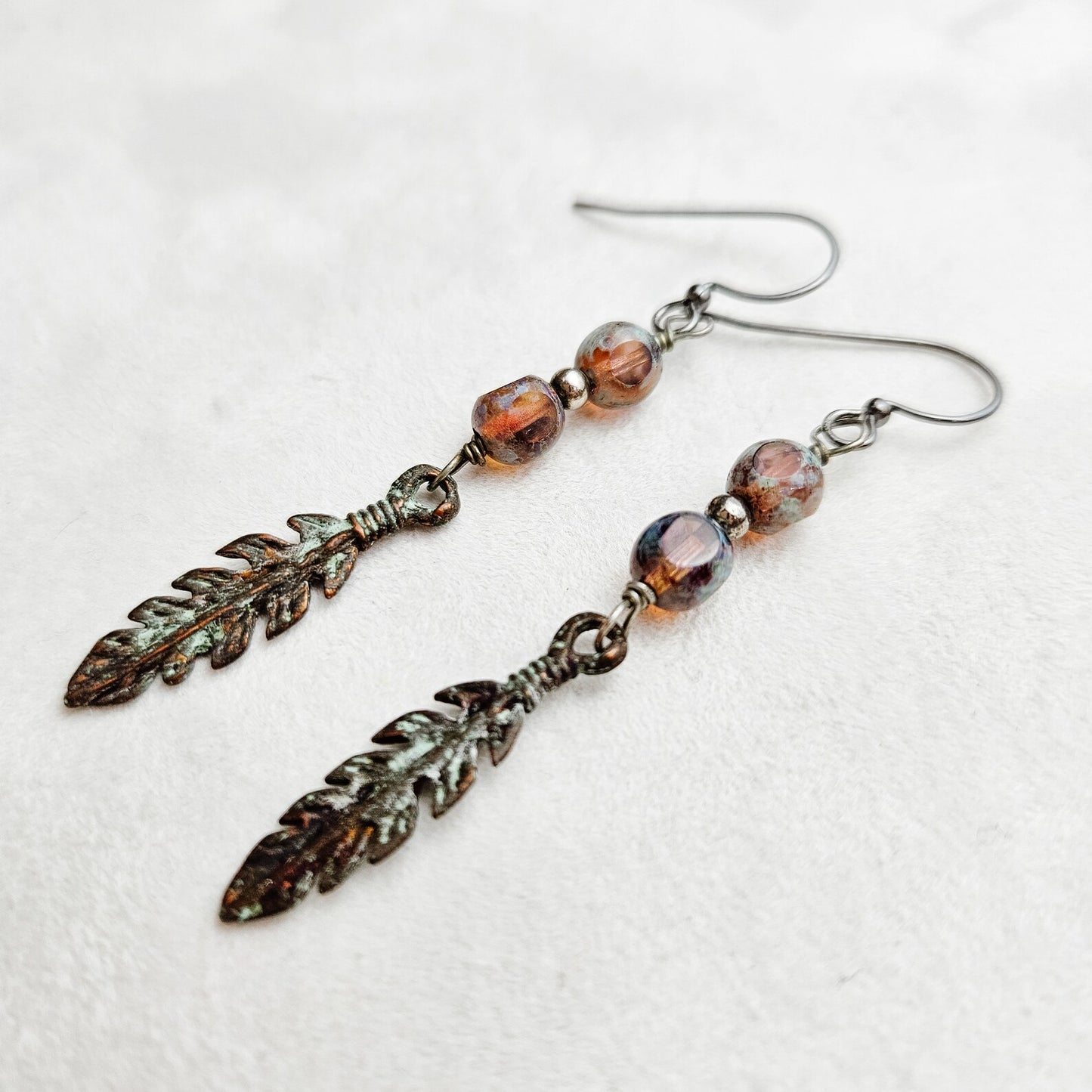 Long Feather Turquoise Blue Earrings