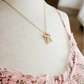 Dainty Bow Charm Gold & White Enameld Necklace