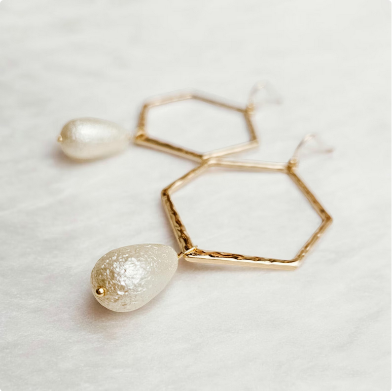 Large Gold Hammered Hoop Earrings