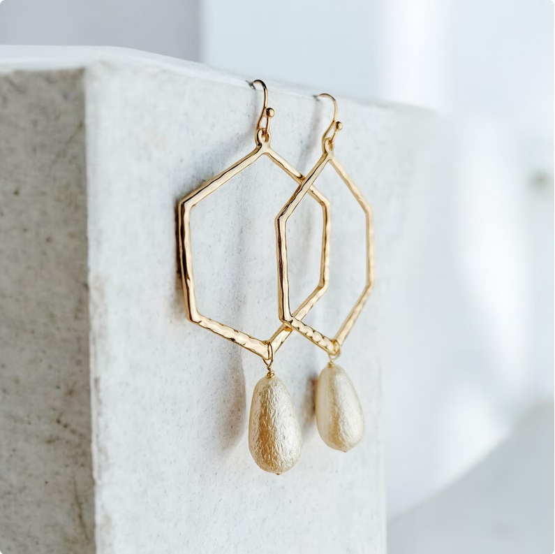 Large Gold Hammered Hoop Earrings