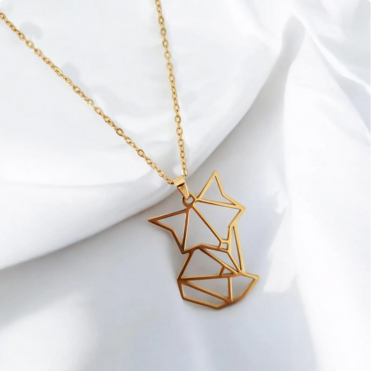 Gold Origami Fox Necklace
