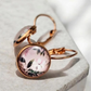 Floral Rose Gold Dangle Drop Earrings