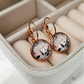 Floral Rose Gold Dangle Drop Earrings