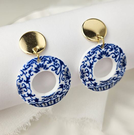 Blue & White Dangle Earrings