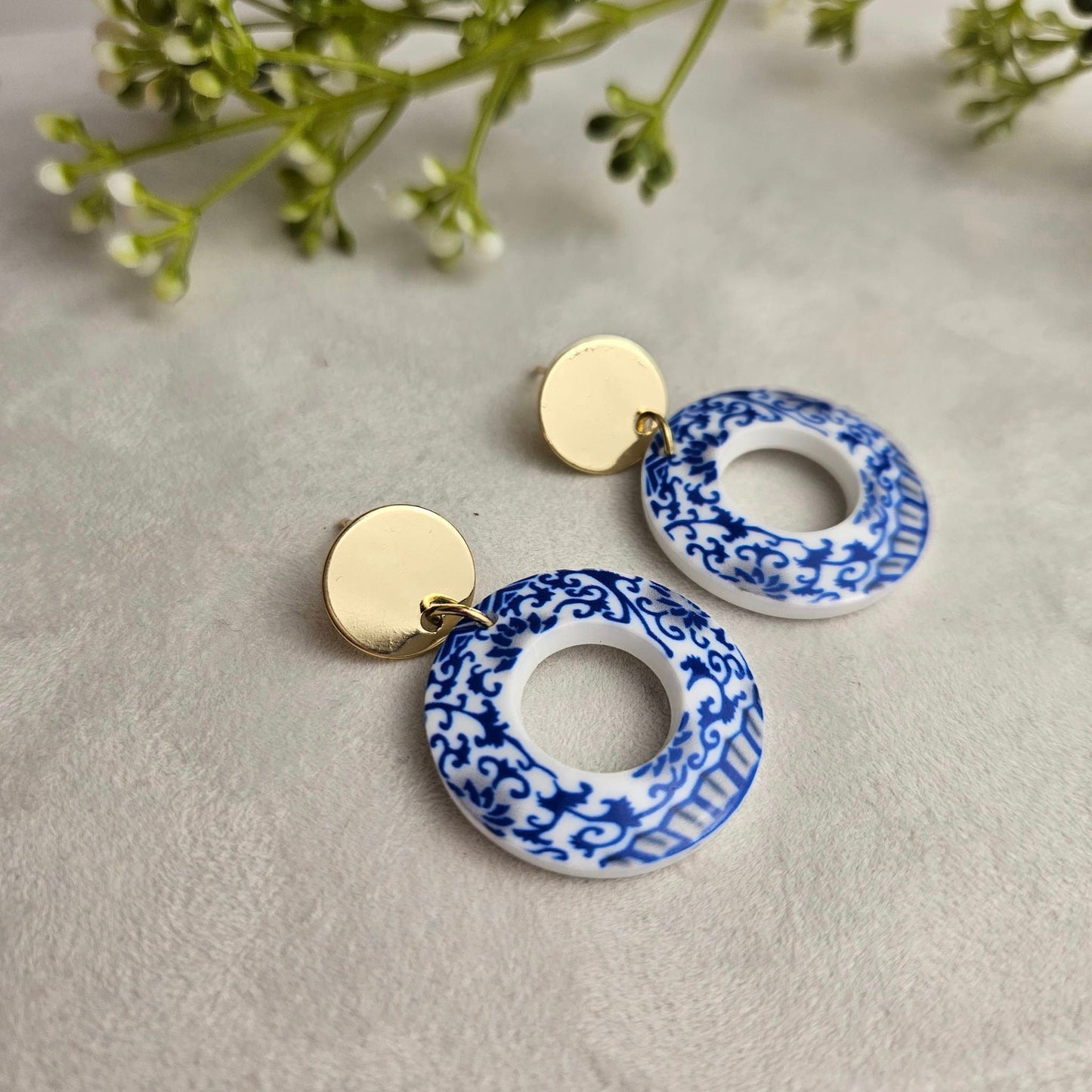 Blue & White Dangle Earrings