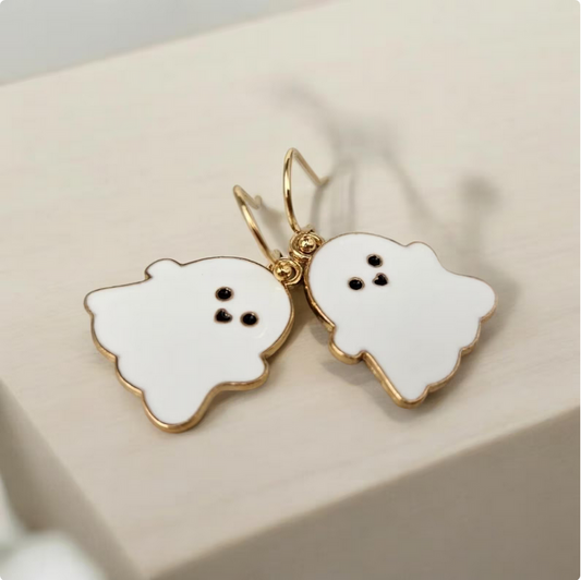 White Ghost Charm Earrings