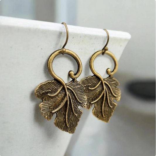 Bronze Leaf Statement Earrings