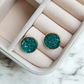 Icy Emerald Green Druzy Stud Earrings