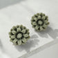 Green Floral Resin Stud Earrings