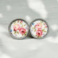 Silver Stud Floral Earrings