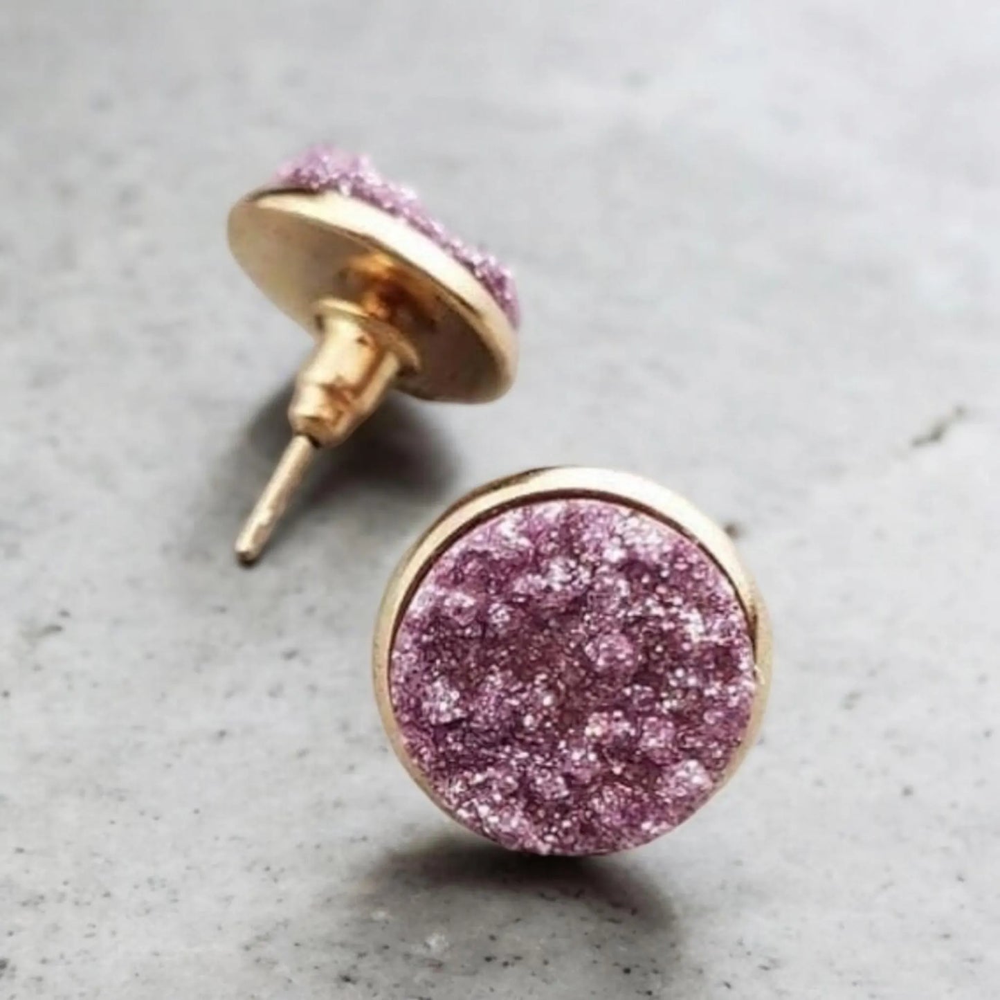 Purple Druzy Stud Earrings