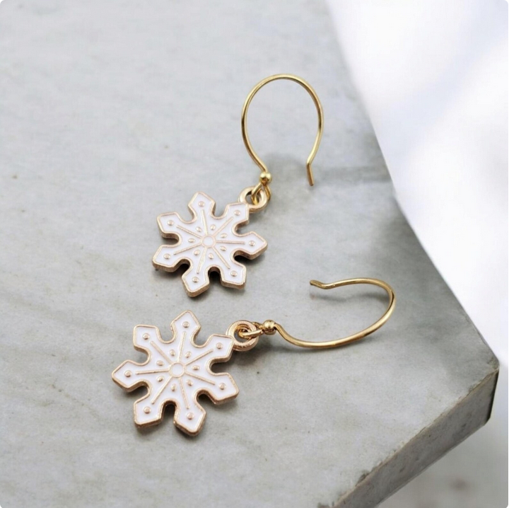 Snowflake Gold Charm Earrings