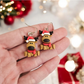 Festive Moose Clay Dangle Drop Earrings