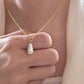 Gold Teardrop Pearl Necklace
