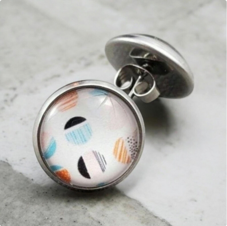 Geometric Silver Stud Earrings