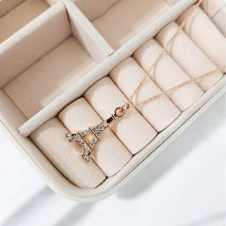 Gold Eiffel Tower Charm Necklace